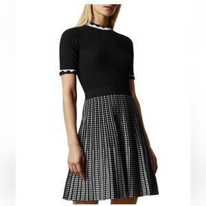 Ted Baker Carmann Knit Skater Black and White Dress Size 2